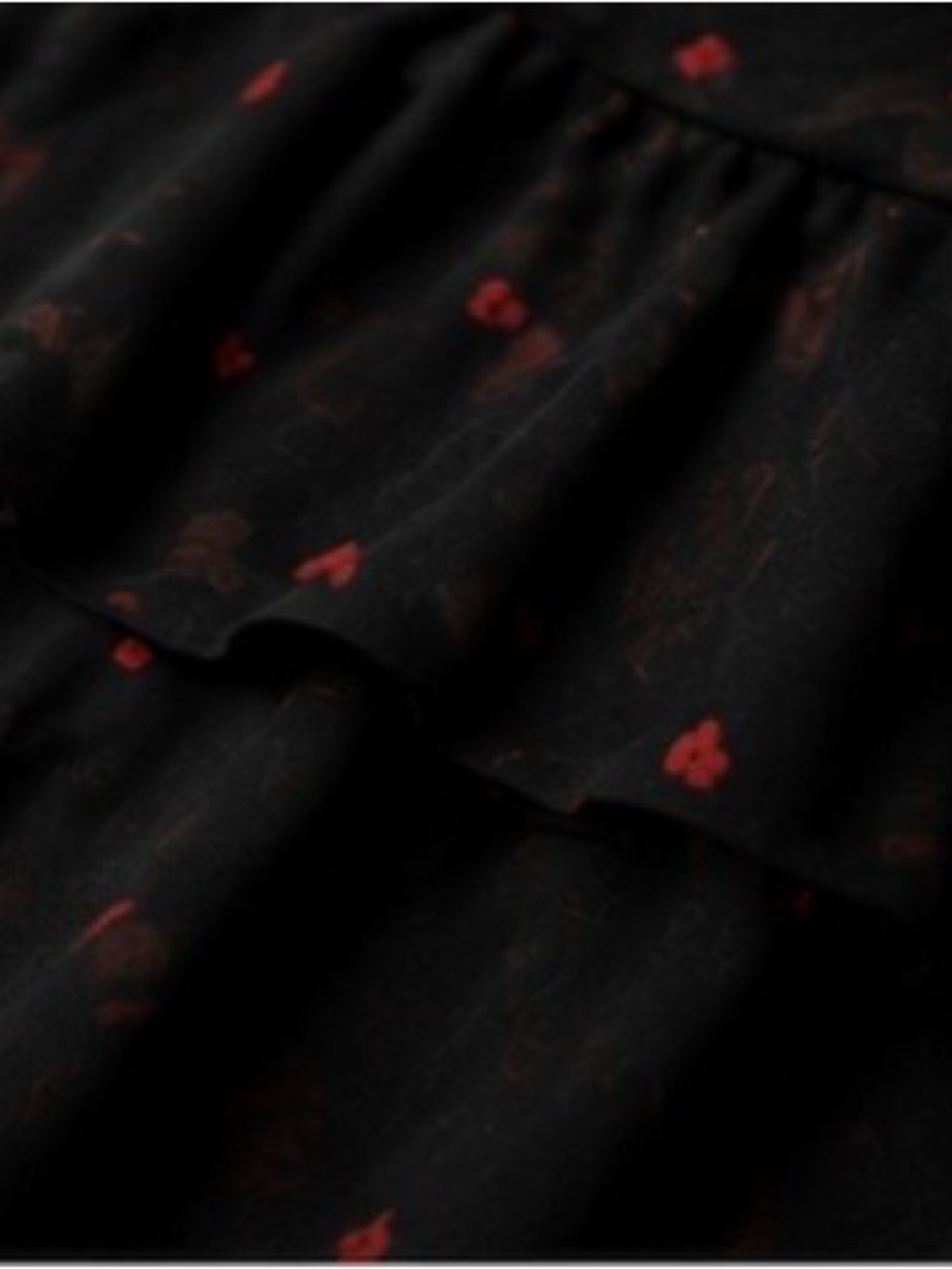CeCe Black Tiered Ruffle Midi Skirt Red Heart Print Size 10 Romantic NWT - Picture 4 of 11